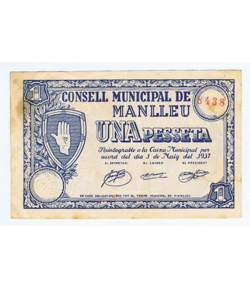 Billete 1 Pesseta Consell Municipal Manlleu 1937.  - 1