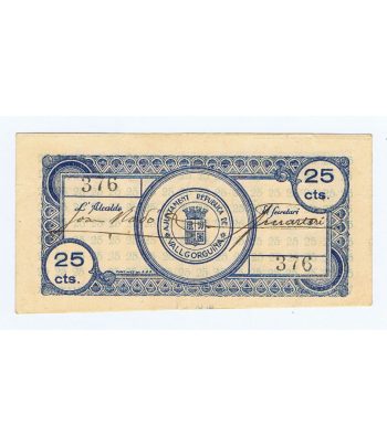 Billete de 25 cèntims Ajuntament de Vallgorguina 1937.  - 2