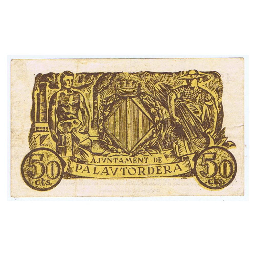 Billete de 50 cèntims Ajuntament de Palautordera 1937.  - 1