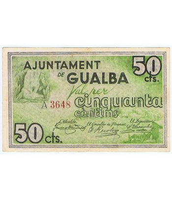 Billete de 50 cèntims Ajuntament de Gualba 1937. Serie 3648  - 2