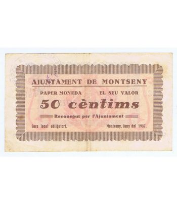 Billete de 50 cèntims Ajuntament de Montseny 1937.  - 1