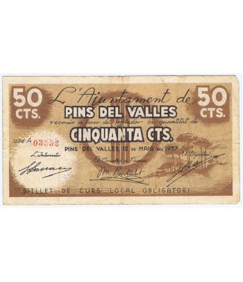 Billete de 50 cèntims Ajuntament de Pins del Valles 1937.  - 1