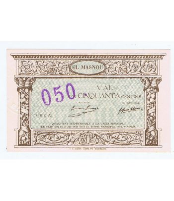 Billete 50 Céntims Consell Municipal El Masnou 1937. SC  - 2