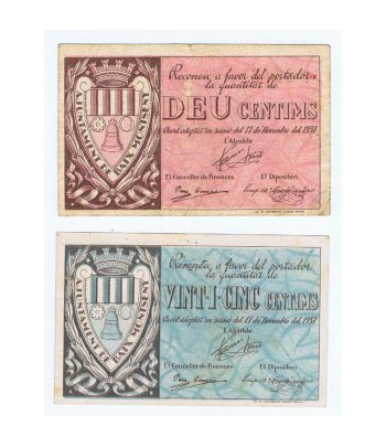 Billetes Ajuntament Baix Montseny 1937. 2 billetes  - 1