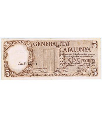 Billete de 5 Pessetes Generalitat de Catalunya. EBC  - 1