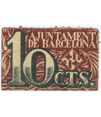 Billete 10 céntims Ajuntament de Barcelona 1937. Serie D  - 1