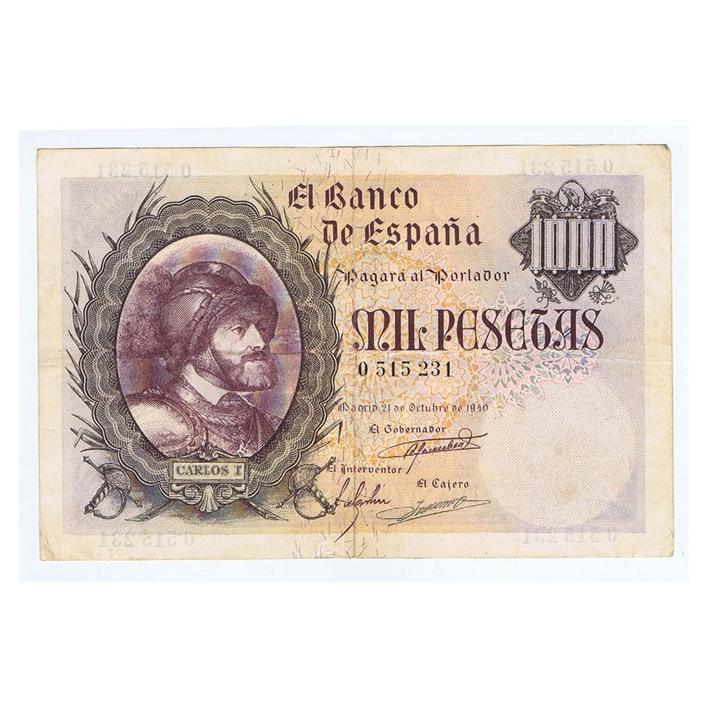 Billete de España 1000 Pesetas 21/10/1940. MBC+. Serie 0515231  - 1