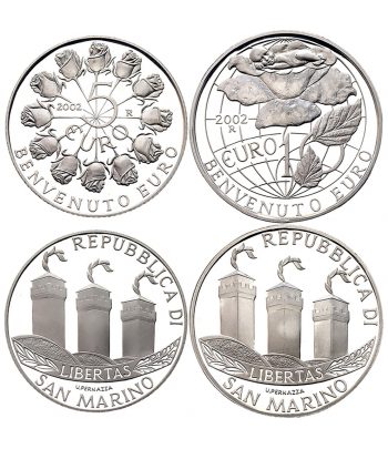 Estuche monedas San Marino 5 y 10 Euros 2002. Plata Proof  - 2