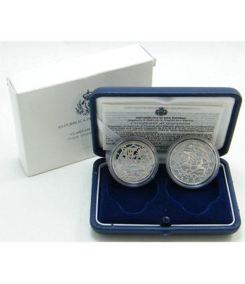 Estuche monedas San Marino 5 y 10 Euros 2003. Plata Proof  - 1