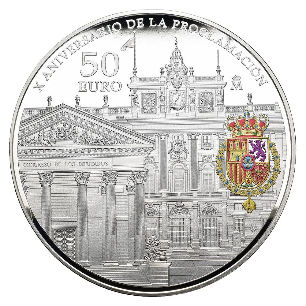 Moneda de España 50 euros 2024 Proclamación Felipe VI. Plata  - 1