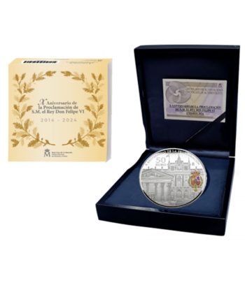 Moneda de España 50 euros 2024 Proclamación Felipe VI. Plata  - 3