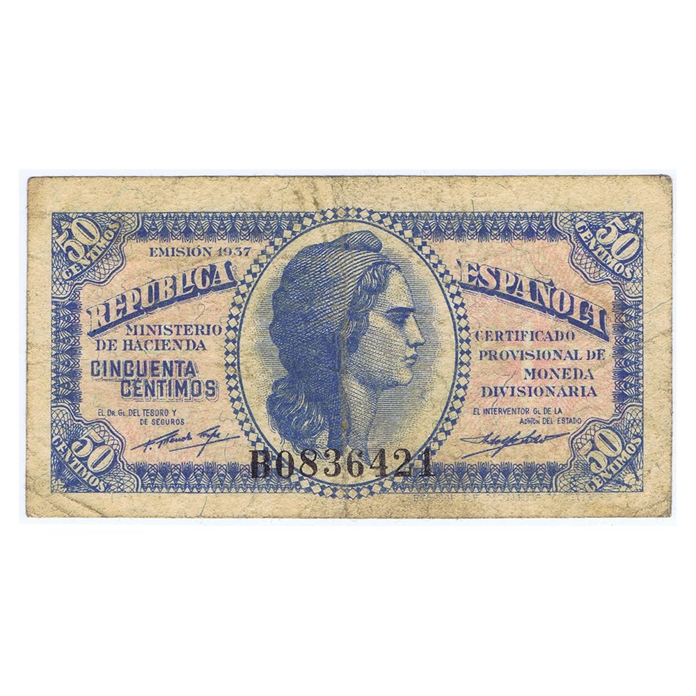 (1937) Billete Republica Española 50 Céntimos. MBC.  - 1