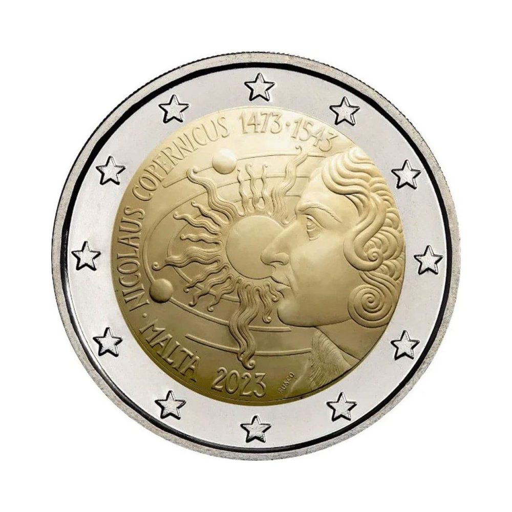 moneda 2 euros Malta 2023 Copérnico.  - 1