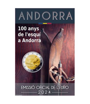 moneda conmemorativa 2 euros Andorra 2024 100 anys d'esquí  - 2