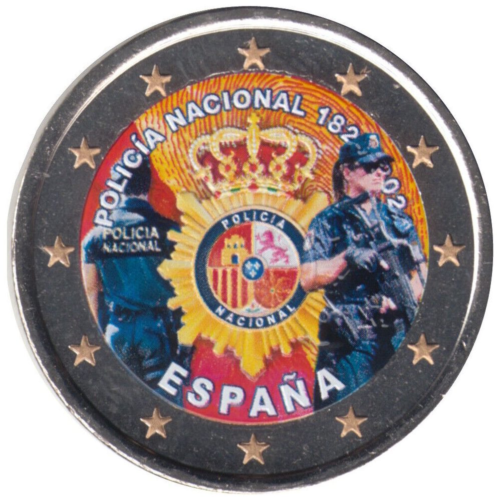 moneda 2 euros España 2024 200 Años Policía Nacional. Color E  - 1