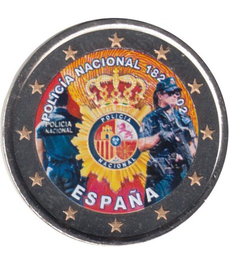 moneda 2 euros España 2024 200 Años Policía Nacional. Color E  - 1