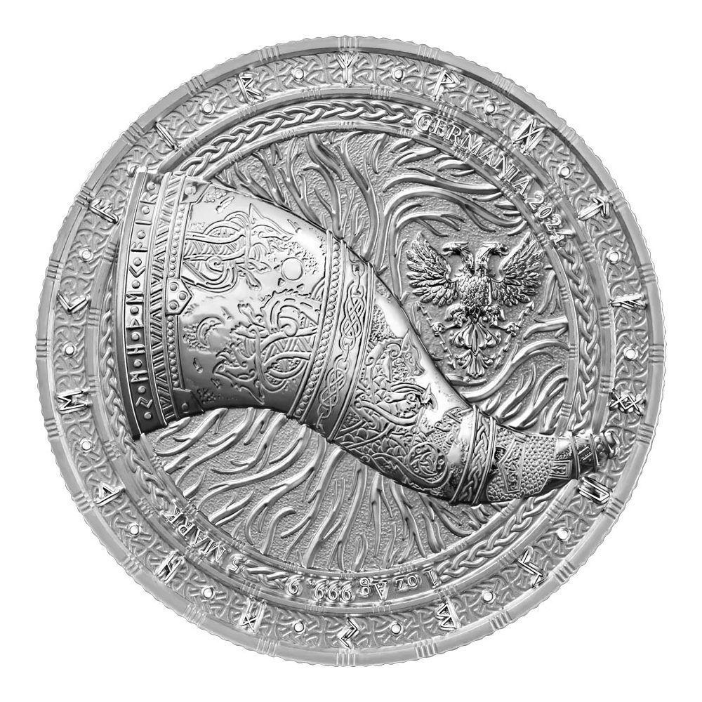 Moneda onza de Plata 5 Mark Alemania 2024 cuerno Gjallarhorn.  - 1