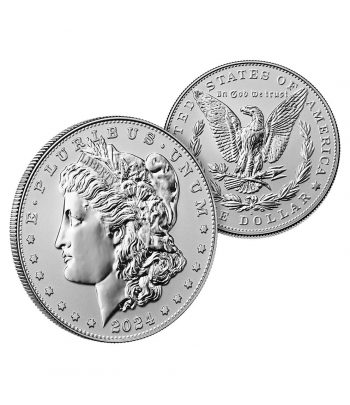 Estuche plata Proof EEUU 2024 onzas Morgan y Peace Dollar.  - 2