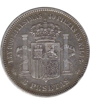 Moneda de España 5 Pesetas Plata 1871 *71 Amadeo I SD M.  - 2