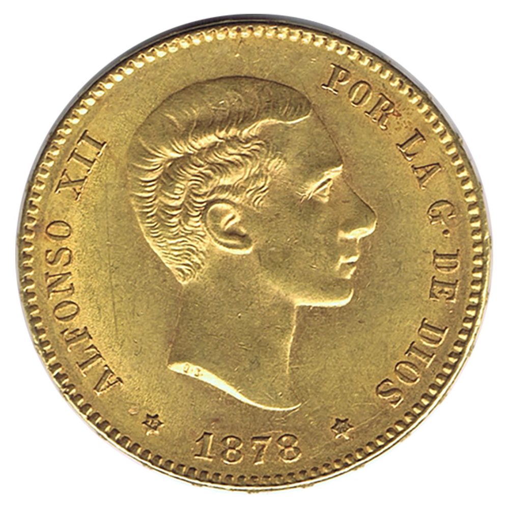 Moneda de España 25 Pesetas 1878*78 Alfonso XII EMM. Oro  - 1