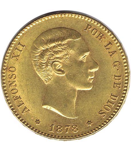 Moneda de España 25 Pesetas 1878*78 Alfonso XII EMM. Oro  - 1