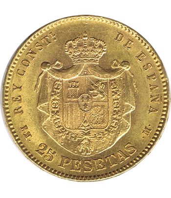 Moneda de España 25 Pesetas 1878*78 Alfonso XII EMM. Oro  - 2