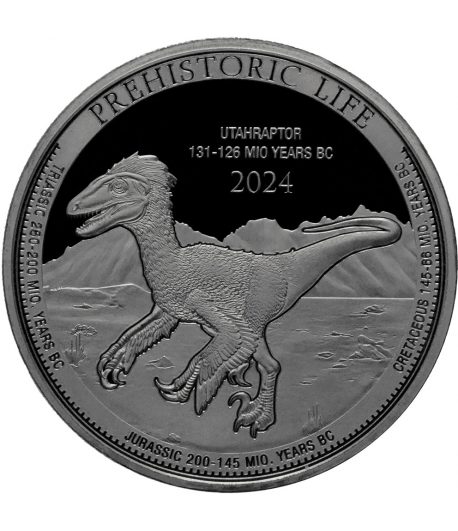 Moneda de plata 20 Francs Congo Utahraptor 2024.  - 1