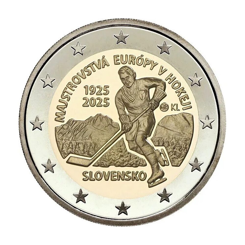 moneda 2 euros Eslovaquia 2025 Hockey sobre hielo.  - 1