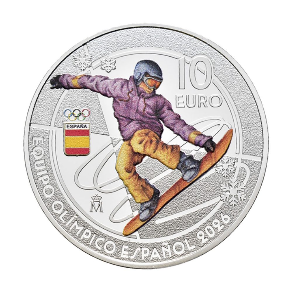 Moneda de España 10 euros 2025 Equipo Olímpico Español. Plata  - 1