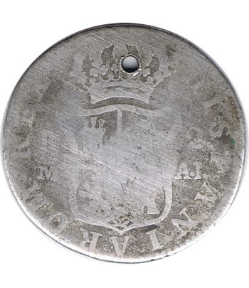 Moneda de España 2 Reales 1808 Carlos IV Madrid AI. Resellos Cuba. Plata.  - 2