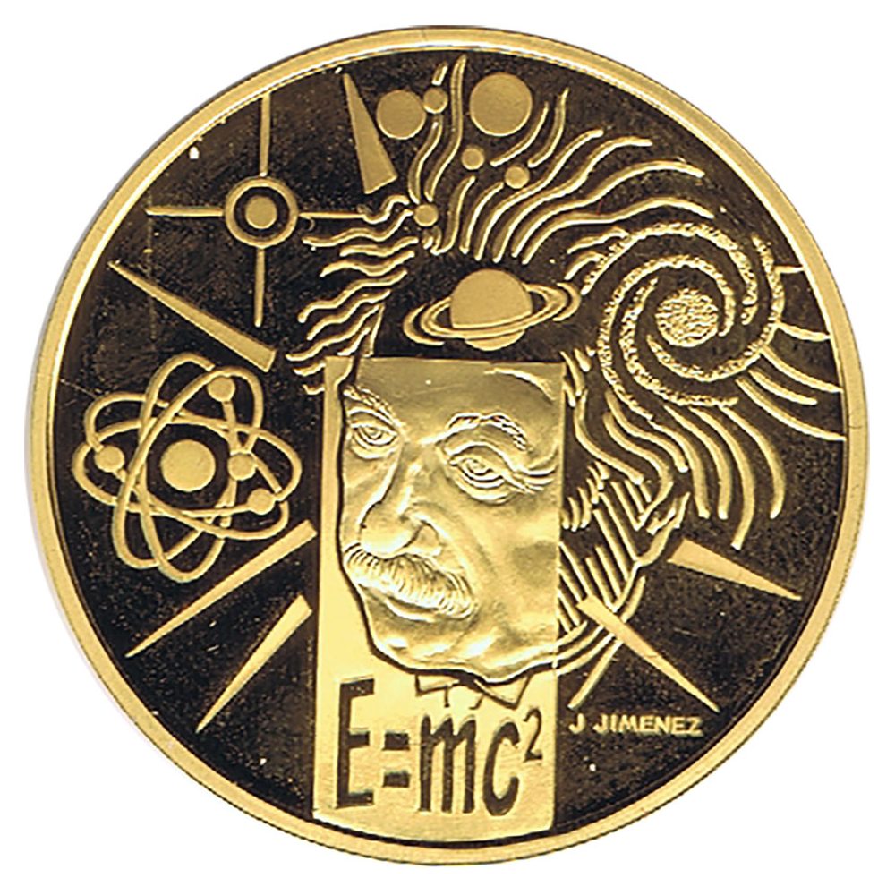 Moneda de oro 100 Francs Francia año 2000 Física Einstein.  - 1