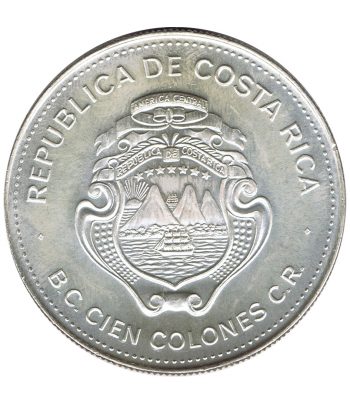 Moneda 100 colones Costa Rica 1979 Año Internacional del Niño. Plata  - 2