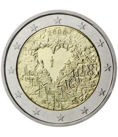 moneda 2 euros Finlandia 2008 Derechos Humanos.